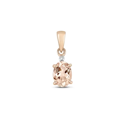 Diamond & Morganite Pendant 0.60ct 9ct  Rose Gold